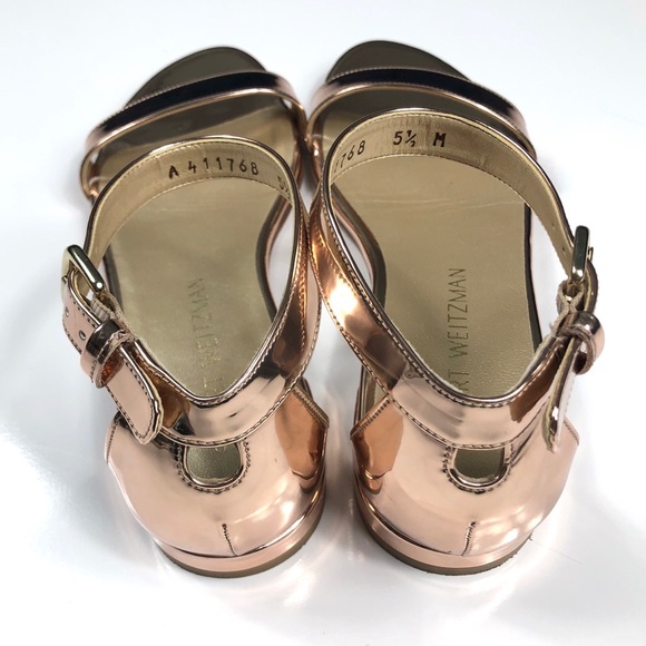Stuart Weitzman Metallic Rose Gold Sandals Sz. 5.5 - Picture 4 of 7